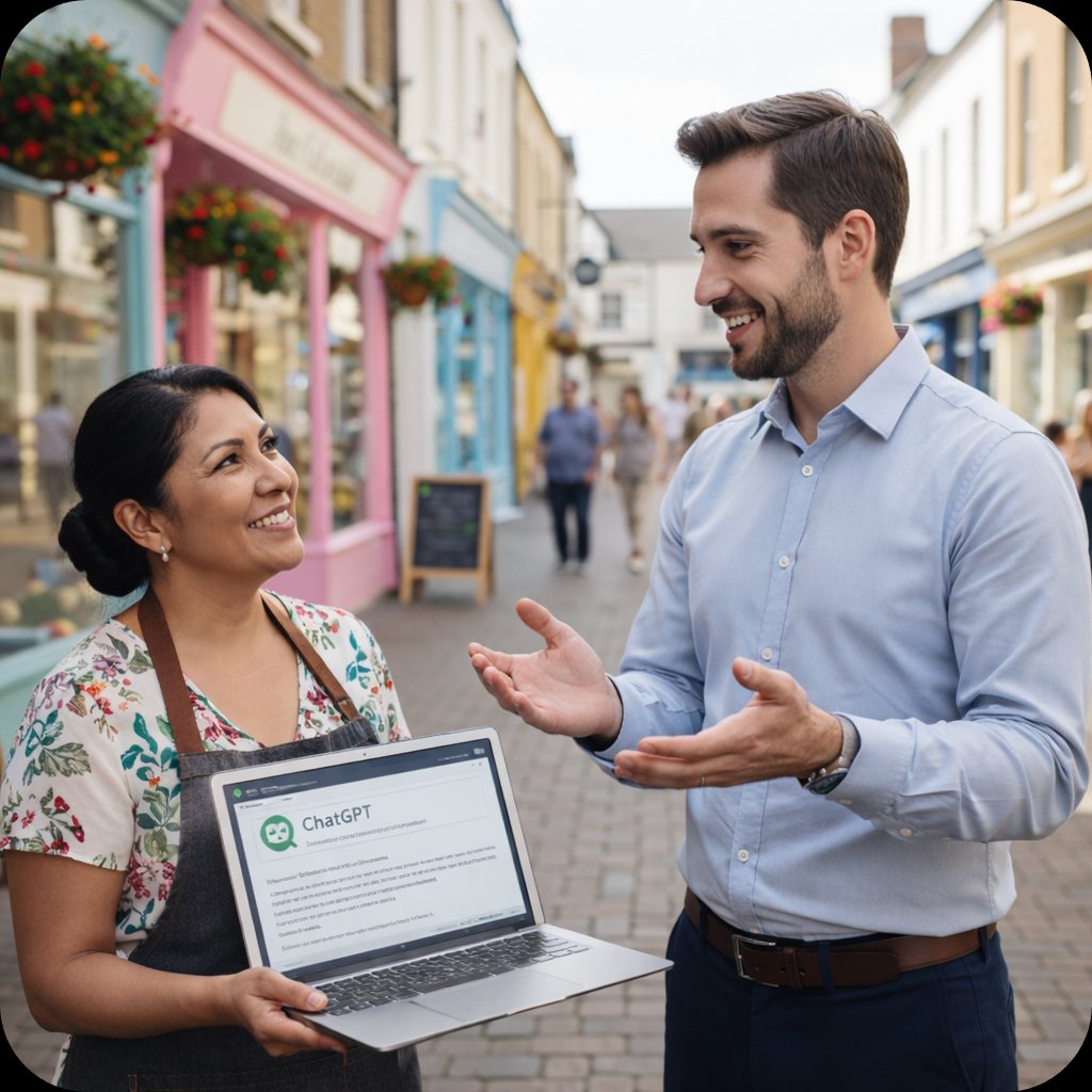 Consultant working with a local business owner